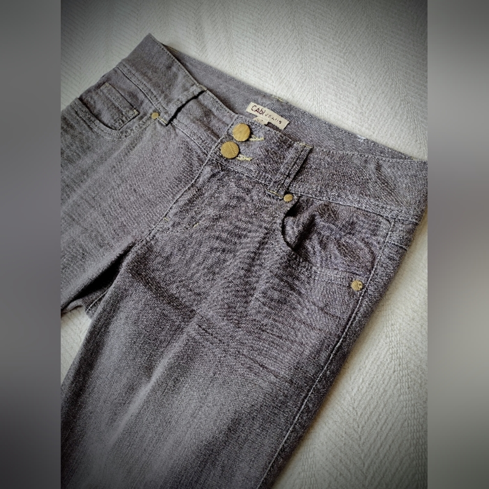 Brand New CAbi Size 4 Lou Lou Straight Leg Jeans Style #332 Grey w/ Stretch! - Picture 3 of 11